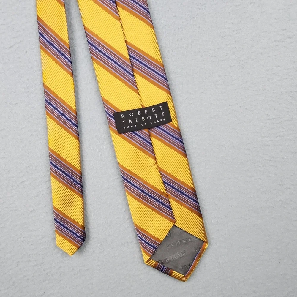 Robert Talbott Best Of Class Tie Mens One Size Yellow Striped Silk Woven USA